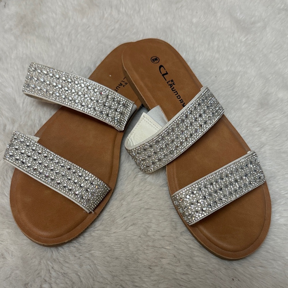 CL by Laundry Silver Rhinestone Sandals